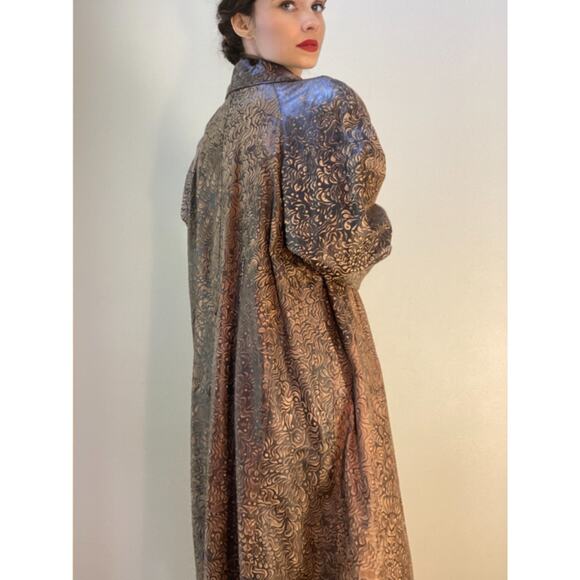 Vera Pelle Embossed Leather Coat Stamped Soft Amazing Sz L Ren Fair Fairycore - Picture 2 of 8